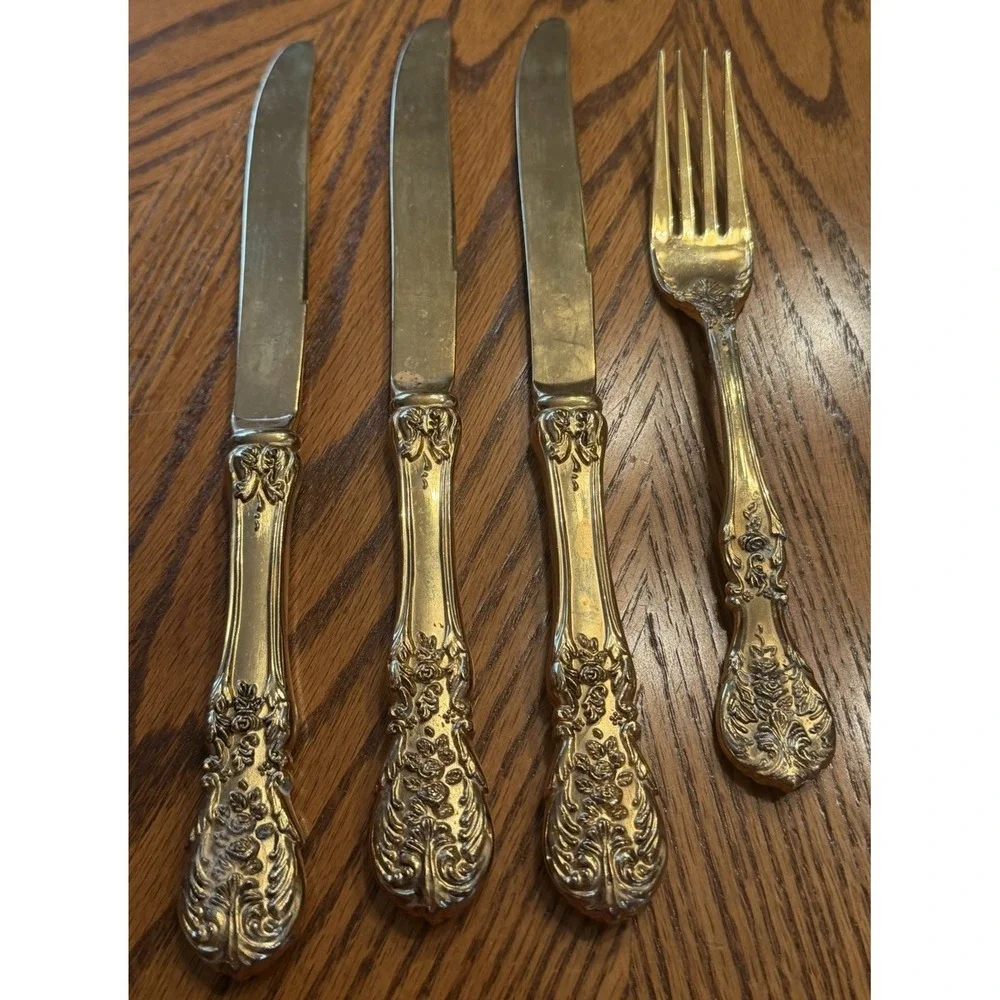 Lot Of 4 Int'l FB Rogers China French Rose Silver Plated Knives Fork Flatware